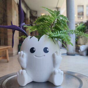 Cute Cracked Egg Planter Pot Mini Smiling Egg-Shaped Plant Holder for Succulent
